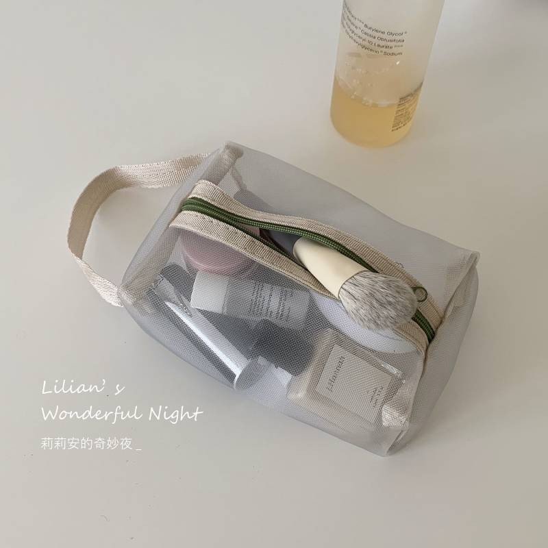 SENSES// Portable Portable Mesh Cosmetic Bag Good-looking out Travel Cosmetics Toiletry Bag 6TTy