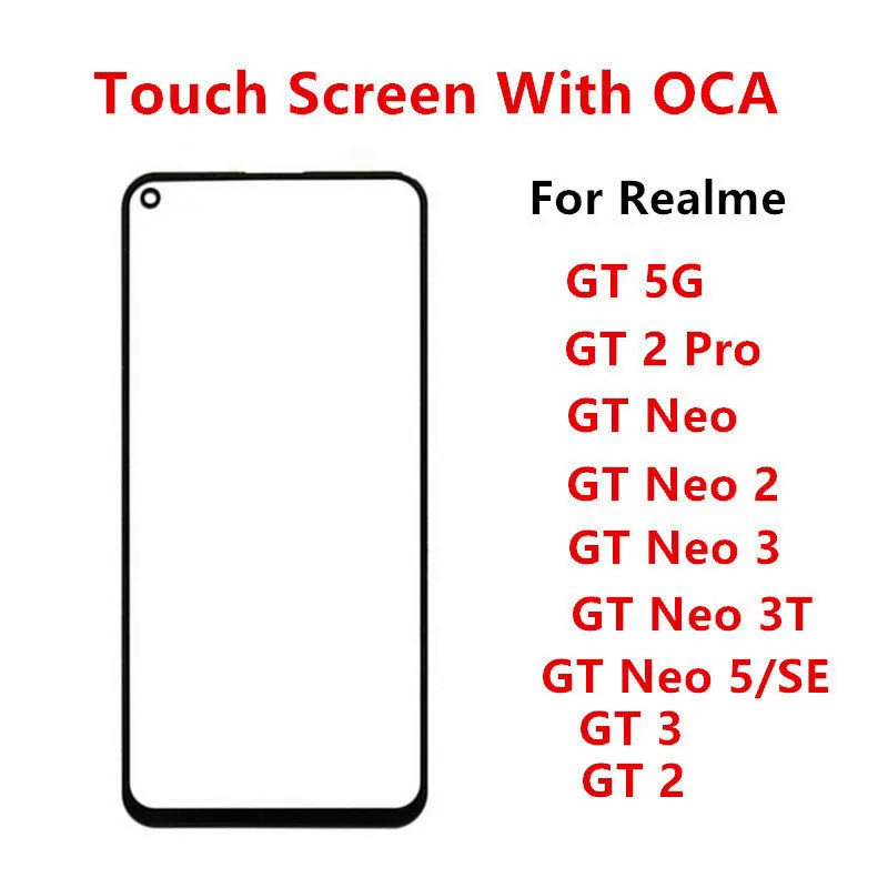 อะไหล่หน้าจอสัมผัส LCD ด้านหน้า และแผงเลนส์กระจก แบบเปลี่ยน สําหรับ Realme GT 3 2 Pro Neo 5 SE 2 3 3T 5G