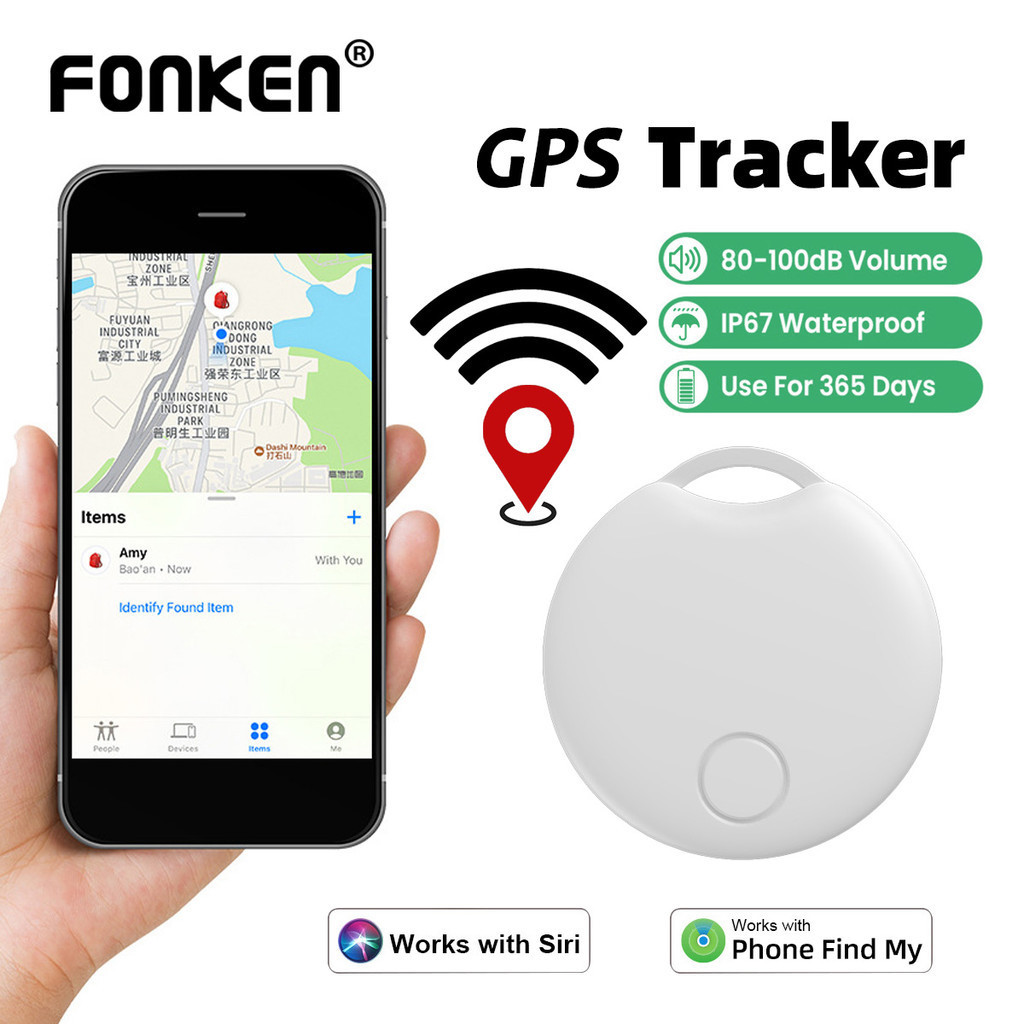 Fonken เครื่องติดตาม GPS ขนาดเล็ก ได้รับการรับรอง MFI อุปกรณ์เตือนการสูญหาย กุญแจ กระเป๋าสตางค์ รถยนต์ แท็กอากาศอัจฉริยะ ทํางานร่วมกับระบบ Aple Find My IOS