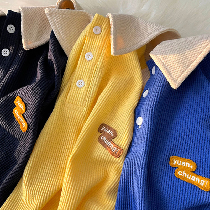 ขนาดใหญ่พิเศษขนาด 150 กก.Lapel Half-Sleeved เสื้อยืดผู้ชายฤดูร้อนAll-Match Designวาฟเฟิลหลวมเสื้อโปโลด้านบนผู้ชาย