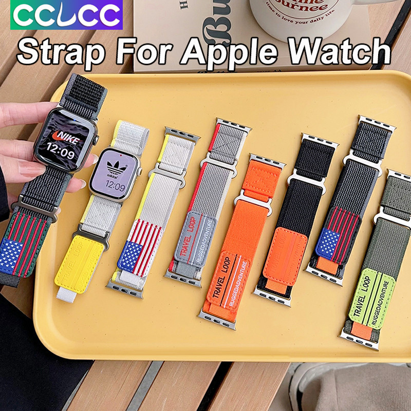 Cclcc สายนาฬิกาข้อมือไนล่อนถัก ยืดหยุ่น ระบายอากาศ สําหรับ iWatch 49 มม. 45 มม. 41 มม. 44 มม. 40 มม. 42 มม. 38 มม. Apple watch Ultra SE 2 Series 9 8 7 6 5 4 3 2 1