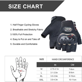 Pro-biker ถุงมือมอเตอร์ไซค์ Ridding Half Finger Touring Chopper Scooter Street อุปกรณ์ป้องกันถุงมือผ้าตาข่าย