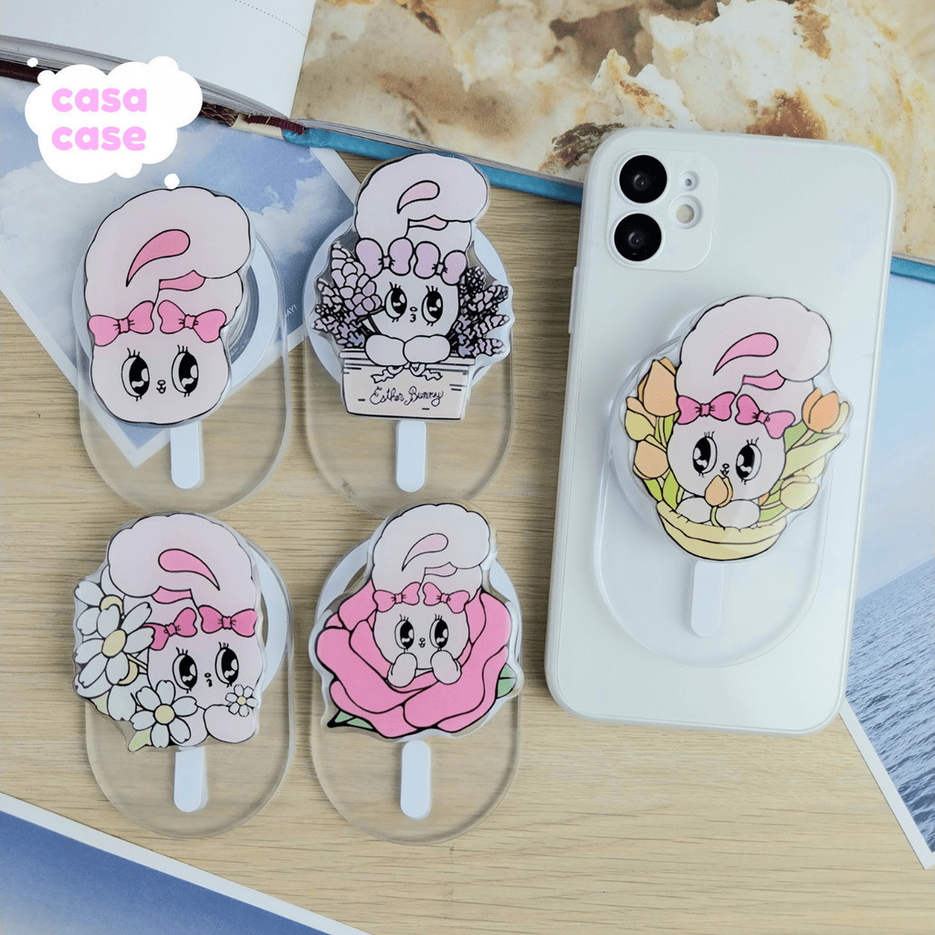 Griptok กริ๊ปต๊อกฐานแม่เหล็กยาว แก็งEsther Bunny การ์ตูนติดหลังมือถือ กริ๊บต็อกติดเคส
