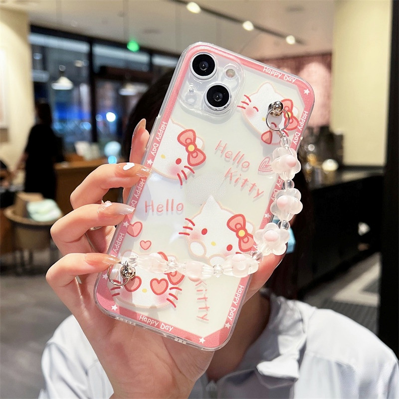 สําหรับ Samsung Galaxy S25 S24 S23 Ultra A55 A35 A25 A15 A24 A05S A04S A13 A33 A53 A73 S22 S21 S20 FE M14 M23 S10 S9 S8 Plus Note 8 9 20 10 Lite เคสโทรศัพท์มือถือ แบบใส ลายดอกไม้ พร้อมสายคล้องมือ สําหรับ