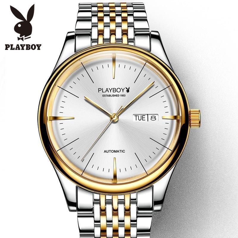 Playboy 3009 นาฬิกาข้อมือกลไกอัตโนมัติ แฟชั่นลําลอง กันน้ํา คุณภาพสูง สําหรับผู้ชาย (ฟรีกล่องนาฬิกาสวยหรู)