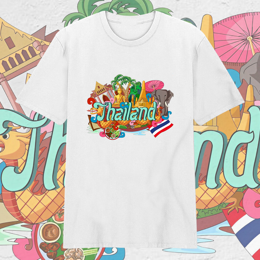 สไตล์ใหม่  Souvenir T-shirt Thailand BANGKOK แขนสั้นวัฒนธรรมท่องเที่ยวไทย/2 COTTON 100 % T-SHIRT