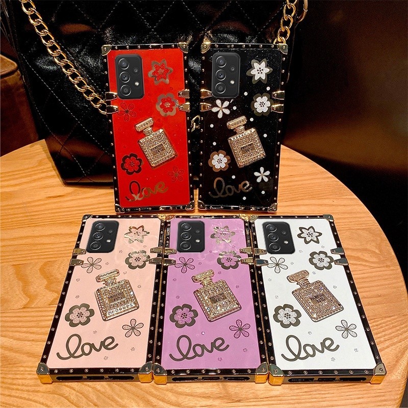 Casing For Samsung Galaxy Note8 Note9 Note10 S24 Plus Note20 Ultra S23FE Diamond Perfume Bottle Square Phone Case