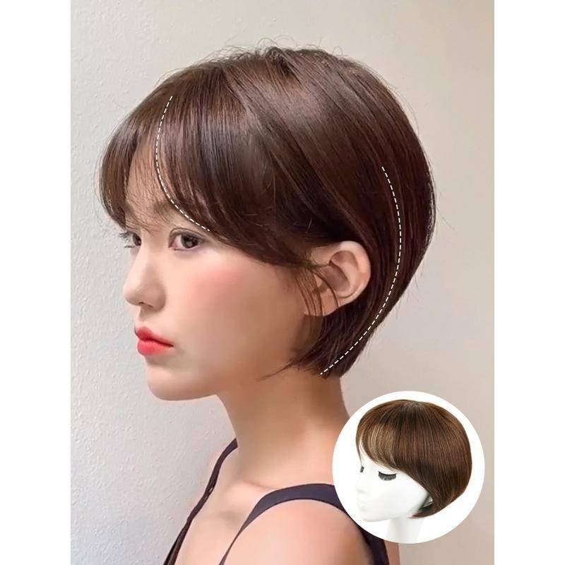 วิกผมบ๊อบสั้น ผมหน้าม้า เต็มรูปแบบ 100% ของขวัญสําหรับผู้หญิง คุณแม่