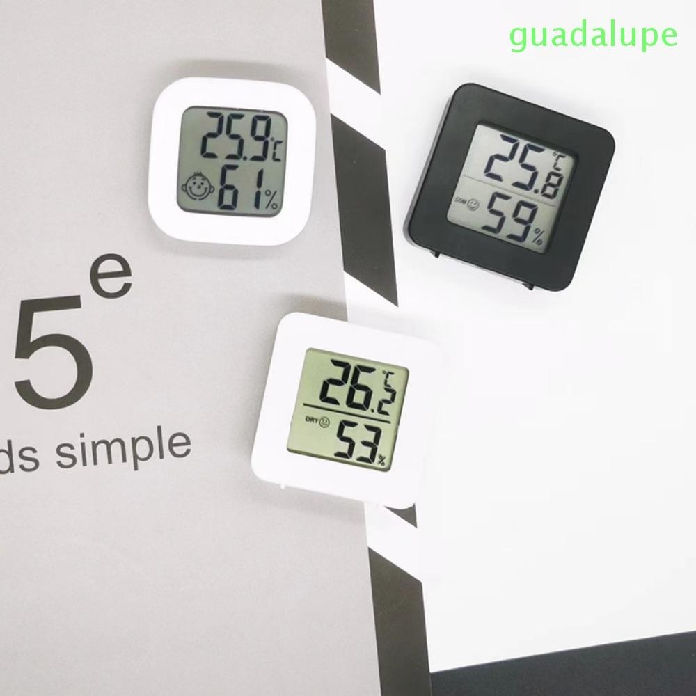 Guadalupe เครื่องวัดอุณหภูมิดิจิทัล LCD ไฮโกรมิเตอร์อิเล็กทรอนิกส์ ที่ละเอียดอ่อน พลาสติก ขนาดเล็ก ที่แม่นยํา เกจวัดอุณหภูมิ ห้องเด็ก