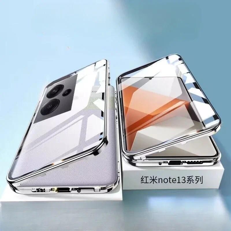 เคสโทรศัพท์มือถือแบบแก้ว แม่เหล็ก สองด้าน สําหรับ Redmi Note 13 13Pro 13ProPlus 5G 360° ฝาครอบป้องกัน ป้องกันการตก แบบเต็มรูปแบบ