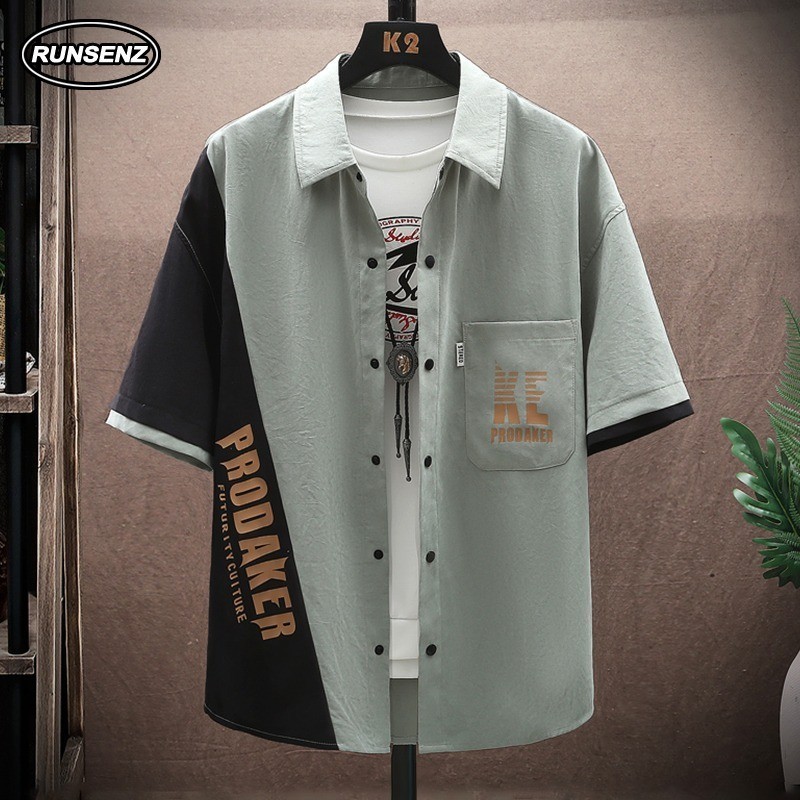 เสื้อเชิ้ตแขนสั้นลําลอง ทรงหลวม ขนาดใหญ่ เหมาะกับใส่ทํางาน สําหรับผู้ชาย ไซซ์ M - 8XL