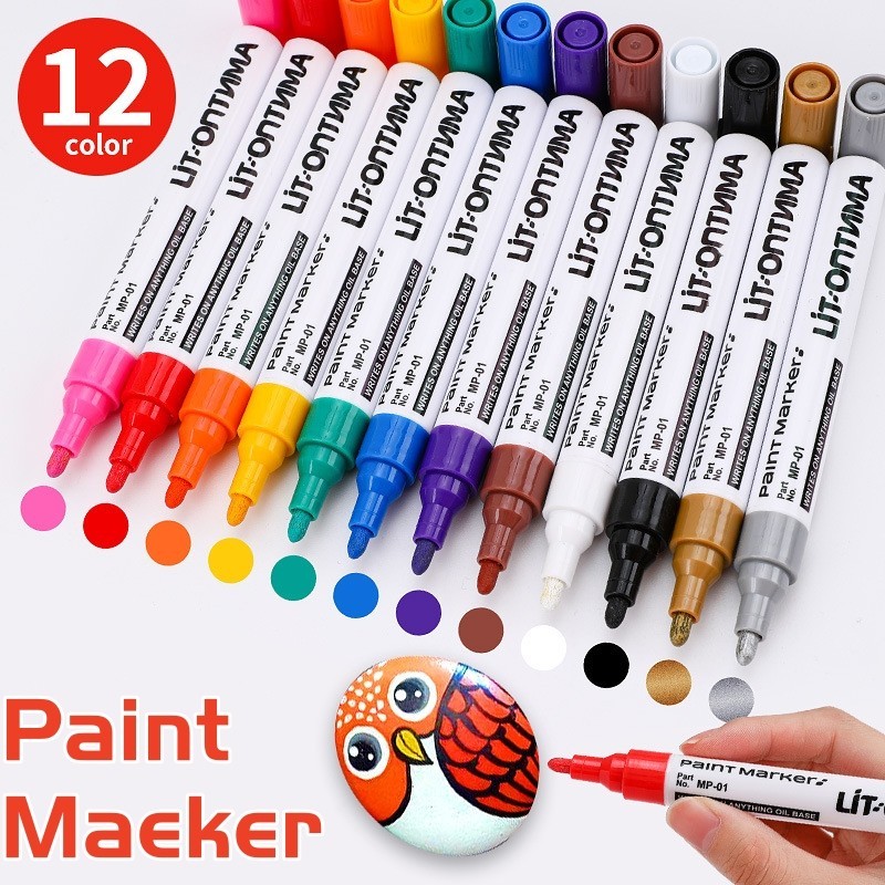 ปากกามาร์กเกอร์ กันน้ํามัน สําหรับวาดภาพระบายสี diy WJ545