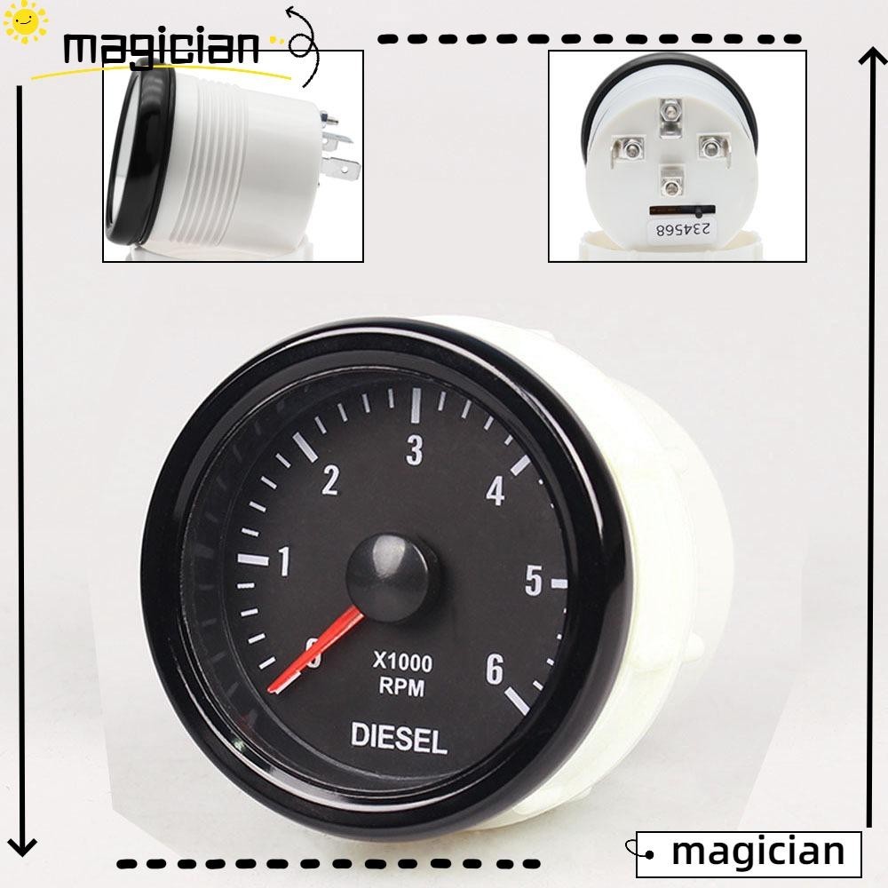 Mag เกจวัดรอบเครื่องยนต์ แบ็คไลท์ สีขาว 12V RPM 52 มม. 0-6000 RPM