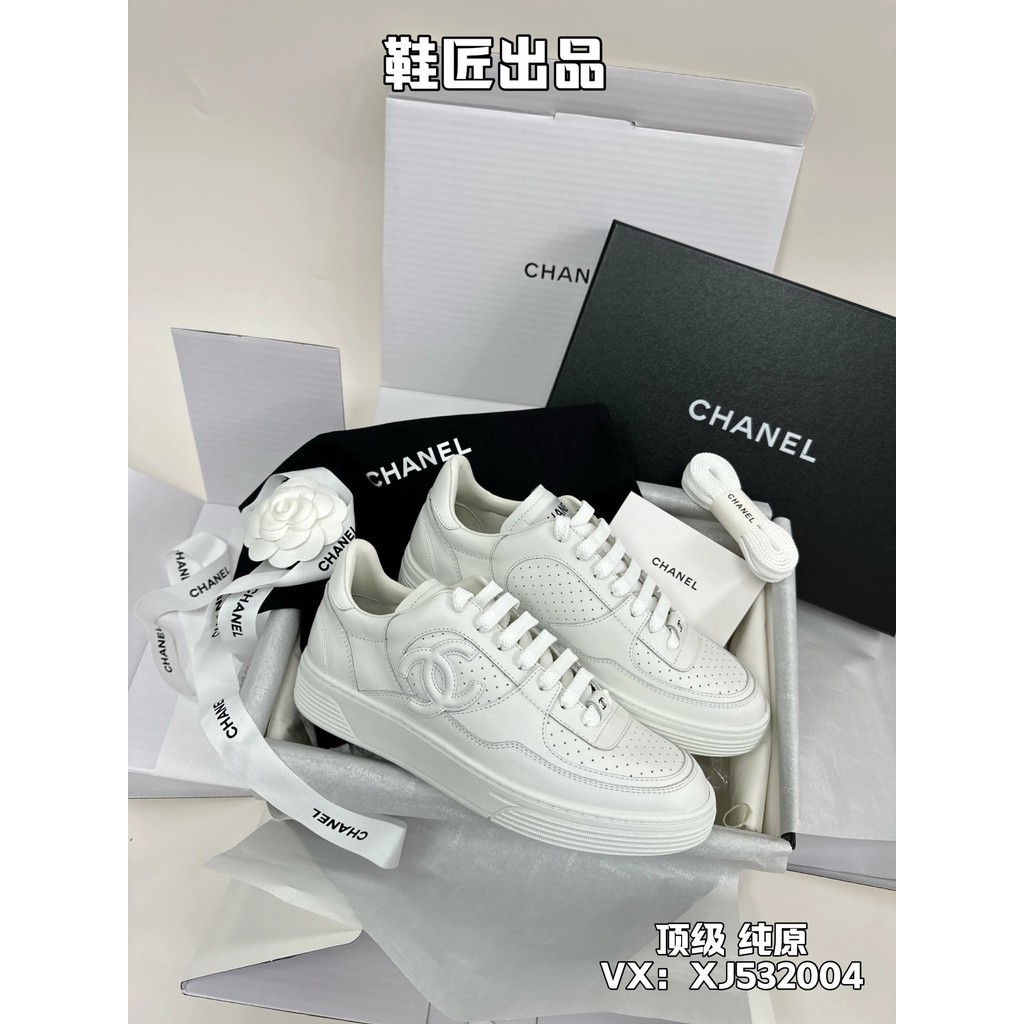[AAA] 24sa Early Autumn Ch @ nel Hottest White Shoes Chanel 24 รองเท้าผ้าใบลําลอง สีขาว สําหรับสตรี