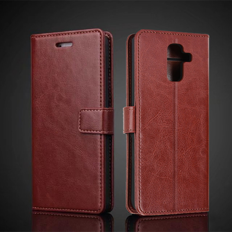 สําหรับ Samsung Galaxy A6 PLUS A6+ 2018 ที่ใส่บัตร เคสหนัง Pu ฝาพับ กระเป๋าสตางค์ ย้อนยุค เคสโทรศัพท์