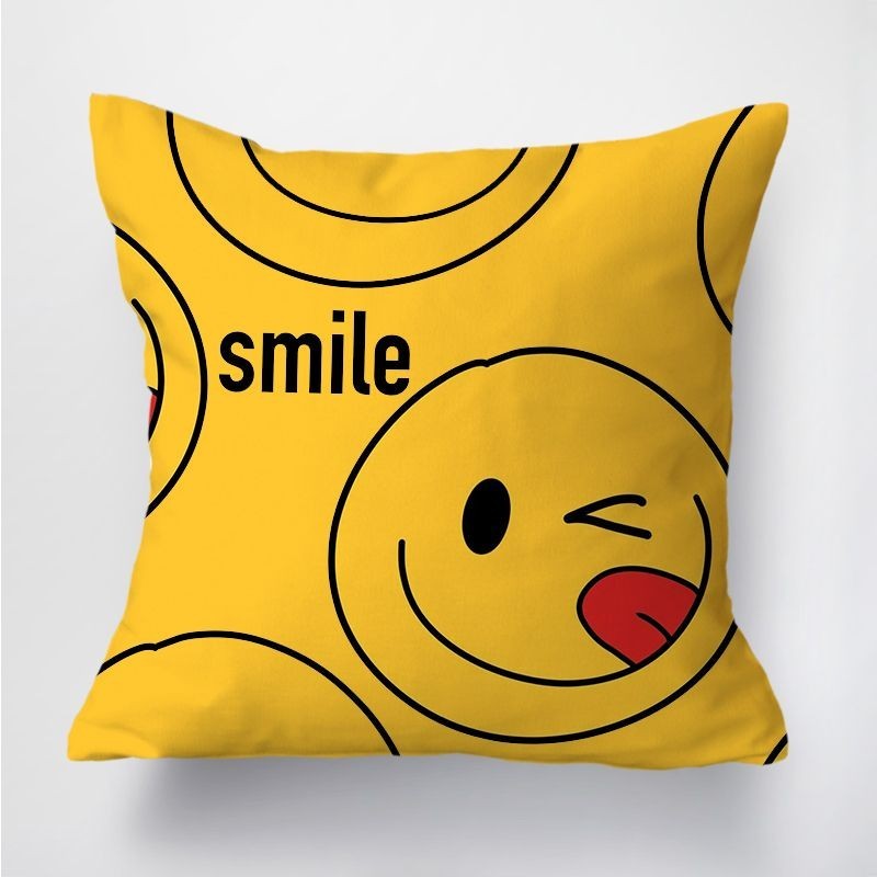 ใหม่ หมอนอิง ลายหน้ายิ้ม สไตล์ฮิปสเตอร์ สําหรับตกแต่งข้างเตียงนอน โซฟา รถยนต์ - รูปที่ 4