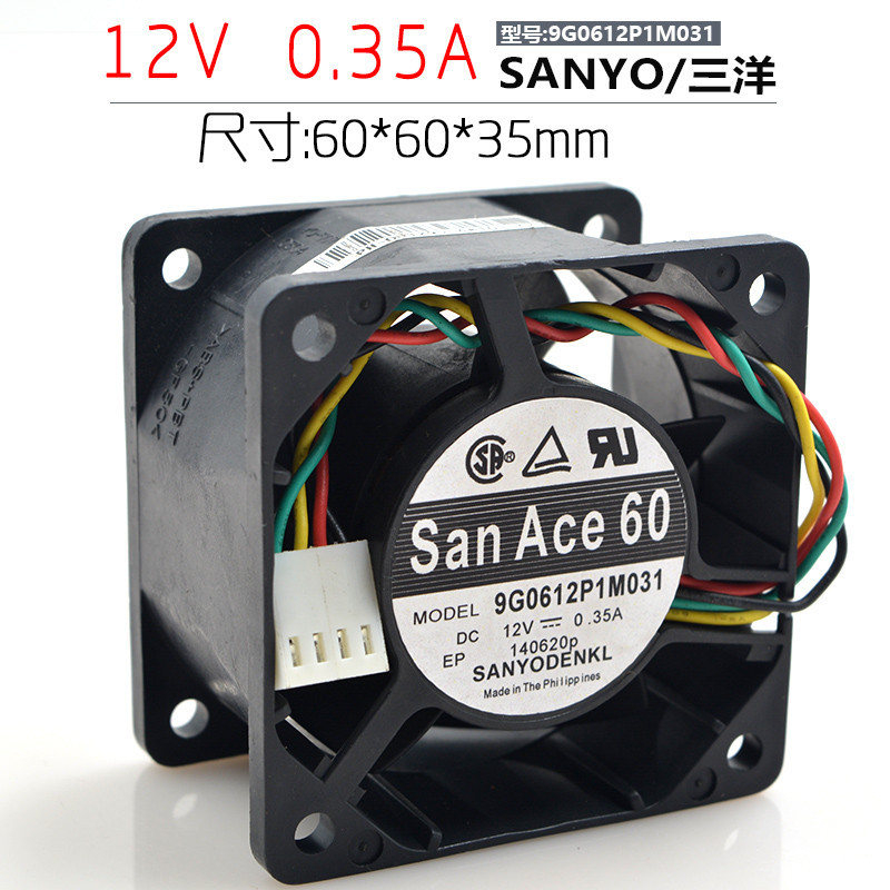 Sanyo 6038 พัดลมระบายความร้อน เสียงเงียบ 12V 0.35A 9G0612P1M031 ขนาด 6 ซม.