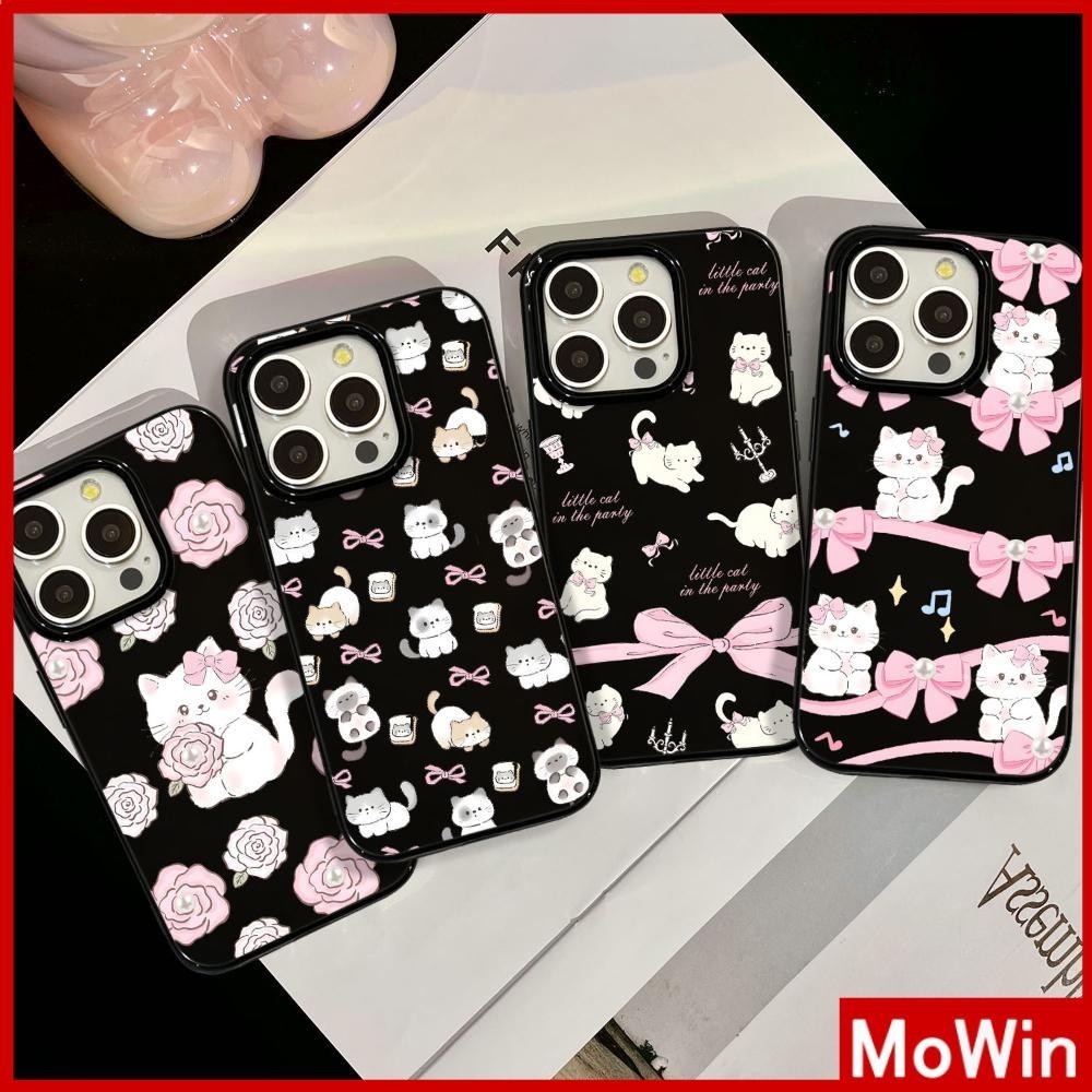 Mowin - สำหรับ iPhone 15 Pro Max เคส ไอโฟน สีดำมัน TPU ซอฟท์เคส กันกระแทกกล้องป้องกัน ลูกแมวน่ารัก เข้ากันได้กับ iPhone 14 13 12 Pro Max 11 XR XS Max 7 8 Plus