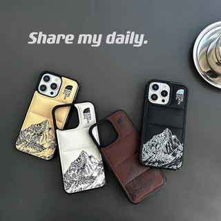 เคสโทรศัพท์มือถือ ผ้าฝ้าย กันกระแทก ลายภูเขา สีขาวดํา สําหรับ iPhone 15 ProMax 15 14 ProMax 14 13 ProMax 12 11