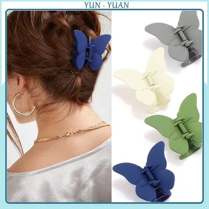 [YUNYUAN] กิ๊บติดผม รูปผีเสื้อ ฉลาม สีพื้น สําหรับผู้หญิง