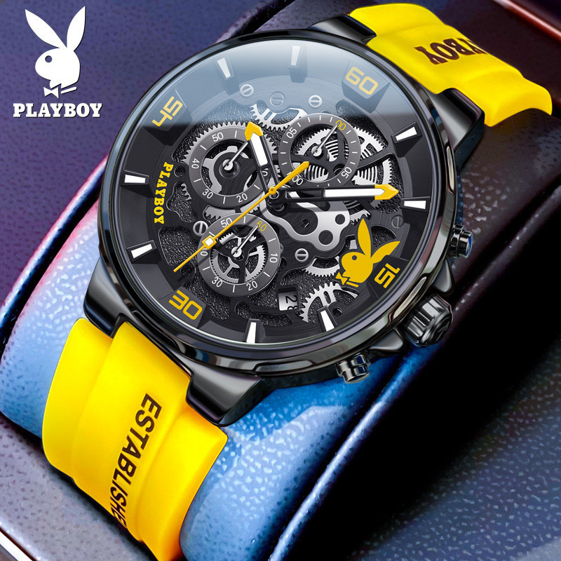 Playboy Brand Watch (ของแท้ + ฟรีกล่องของแท้) 3063 นาฬิกาข้อมือควอตซ์ กันน้ํา ระดับไฮเอนด์ สําหรับผู้ชาย