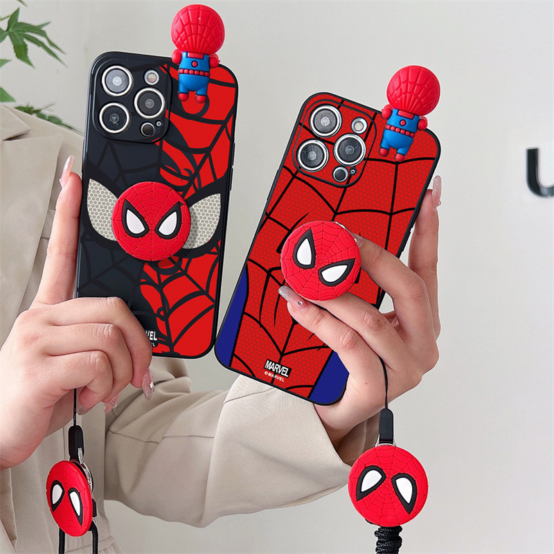 ⭐จริงๆการ์ตูน Spider Man ผู้ถือโทรศัพท์ปลอกสําหรับ Samsung Galaxy A6 A7 A8 A9 J2 J5 J7 J4 J8 J6 Plus