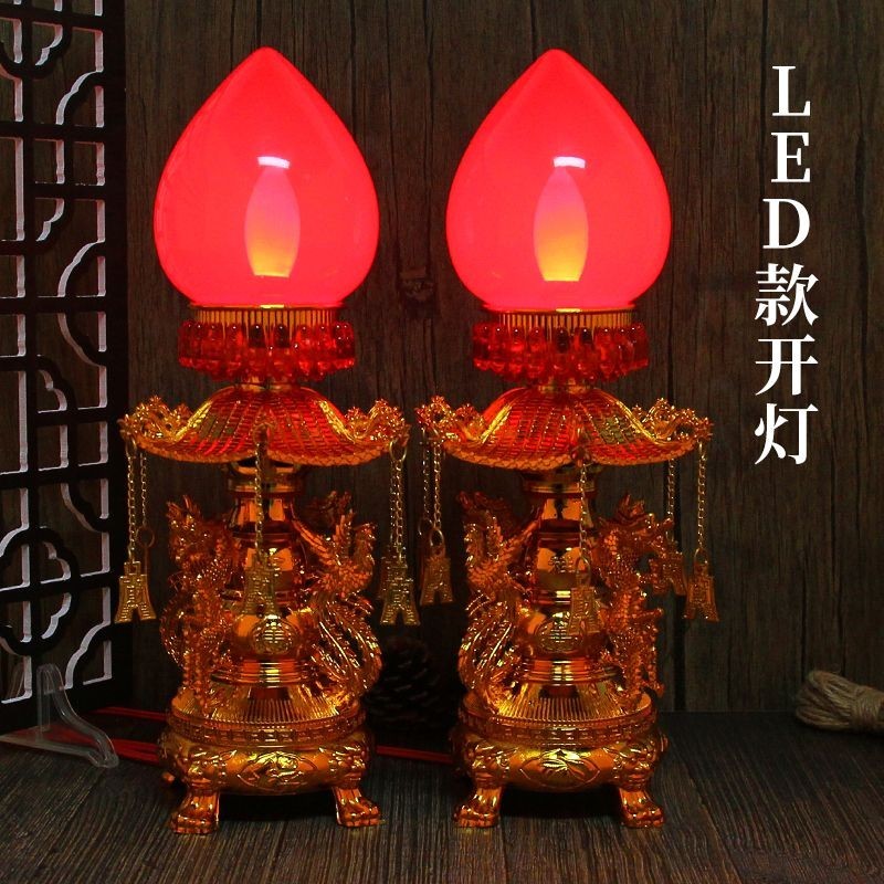เชิงเทียน LED ในครัวเรือนสำหรับพระพุทธรูปเทียนไฟฟ้าเทพเจ้าแห่งความมั่งคั่ง Changming Buddha Hall Candle ศาลเจ้าโคมไฟพระพ