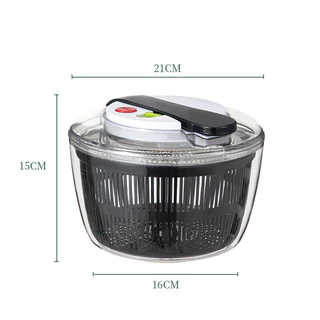 คุณภาพสูง ตะกร้าล้างผัก Salad Spinner และสะเด็ดน้ำออกจากผัก ประหยัดน้ำ กดระบายน้ำ ประหยัดแรงงาน