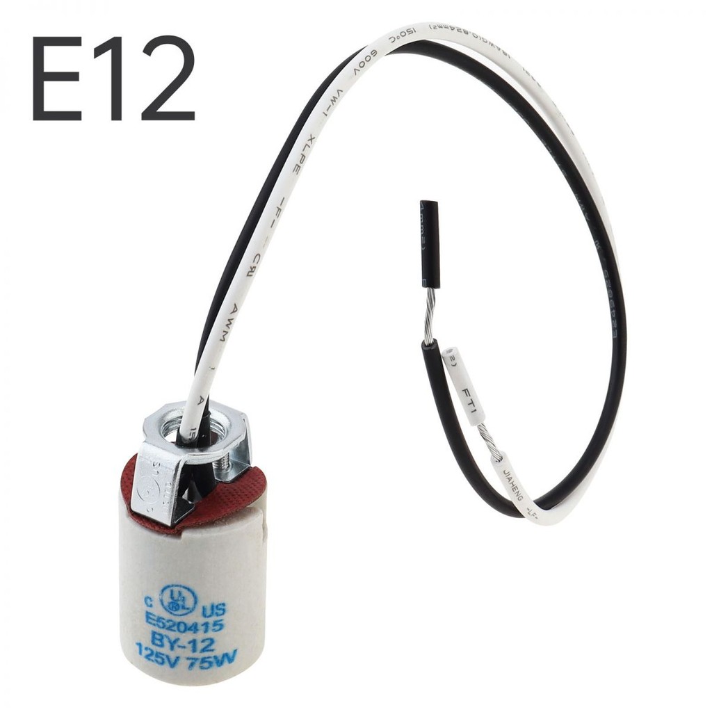 E12/e26 ซ็อกเก็ตเซรามิค Candelabra ซ็อกเก็ต E12 หลอดไฟผู้ถือโคมไฟพร้อมสายไฟยาว 30 ซม.