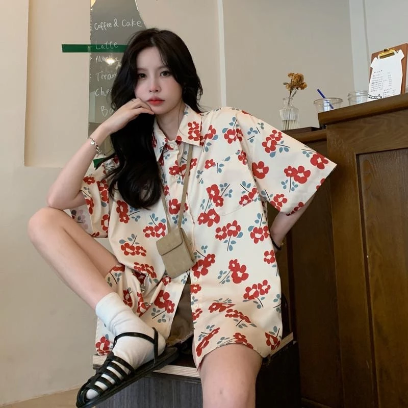 Dahong เสื้อฮาวายลายดอก แขนสั้น W370 thumbnail 4