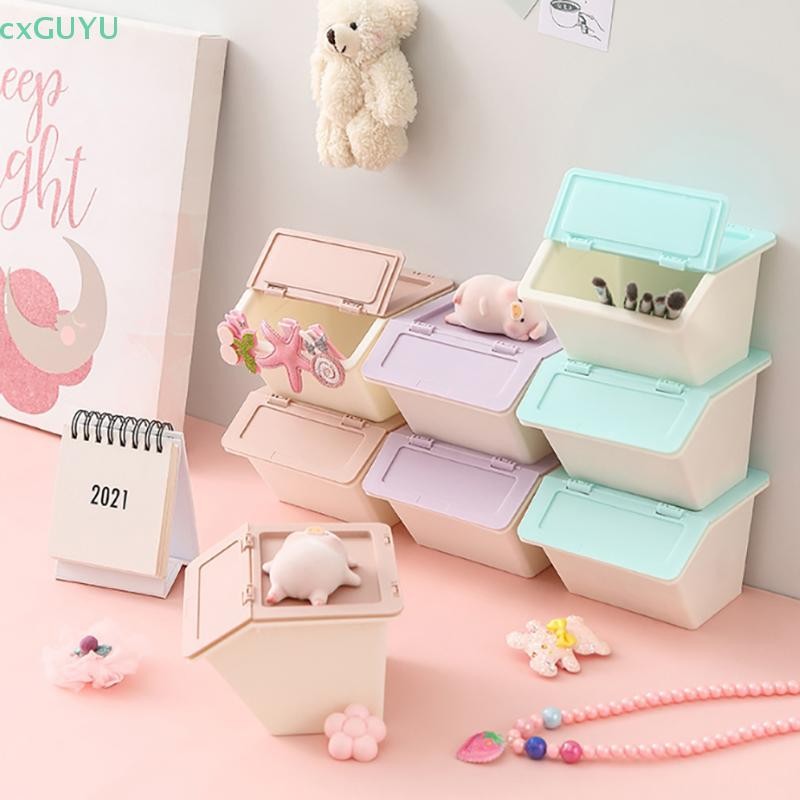[cxGUYU] กล่องเก็บของตั้งโต๊ะสามารถทําความสะอาดได้ 3 สีวางซ้อนกันได้พับเก็บเดสก์ท็อปเรียบง่ายและง่ายลิ้นชักเก็บของจิปาถะ PRTA