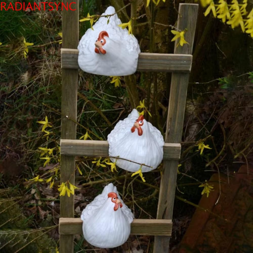 Radiantsync ประติมากรรมไก่, หัตถกรรมที่ไม่ซ้ํากัน Hen ตุ๊กตา, ศิลปะเรซินประณีตการ์ตูนสวนรูปปั้นห้องนั่งเล่น