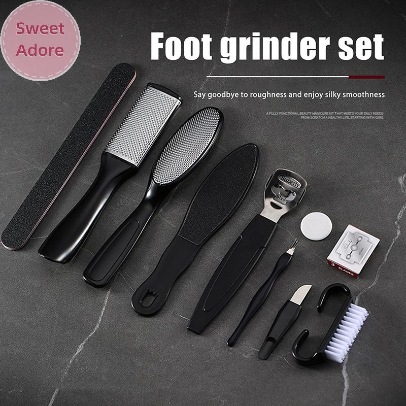 Sweetadore Pedicure Set Peeling และ Exfoliating Calluses แปรงขัดเท้าสแตนเลสสองด้าน Foot Care เหยียบหิน TH