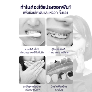 แปรงกระจุก แปรงซอกฟัน กันลื่นสะดวกสบายและถือง่ายเหมาะมือ แปรงขนนุ่ม เข้าถึงทุกซอก ขจัดคราบ ถนอมเหงือก