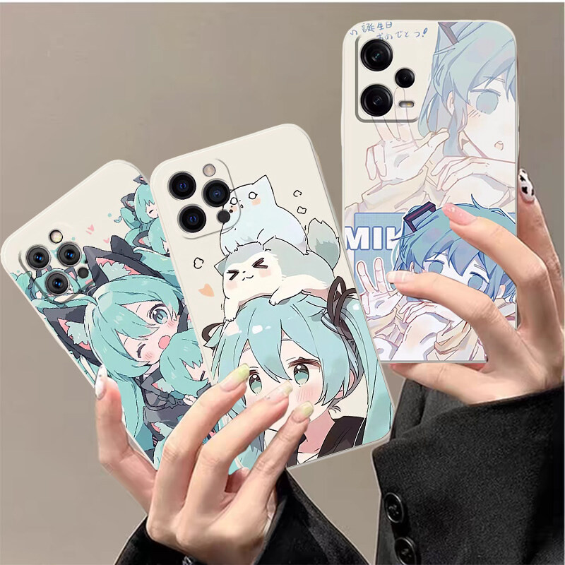 Hatsune Miku อะนิเมะการ์ตูนสําหรับ Samsung Galaxy A55 A35 A16 A15 A32 A24 A22 A14 A54 A53 A34 A12 A42 A23 A13 A73 A25 A60 A05S กรณีตรงขอบ TPU เคสซิลิโคนเคลือบ