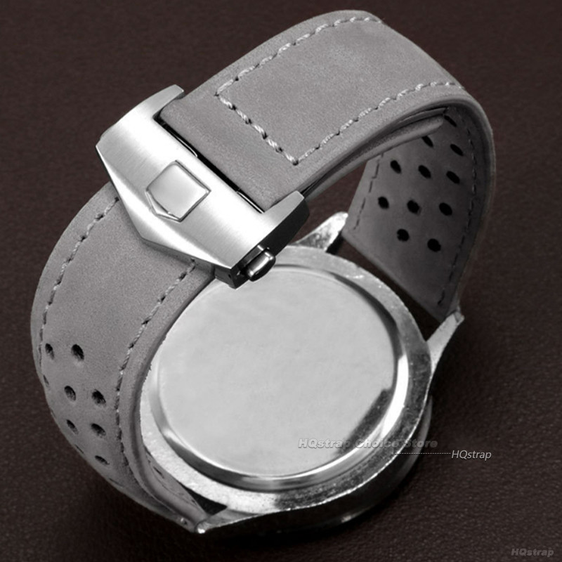 20 มม.22 มม.24 มม.Cowhide สําหรับ TAG Heuer สร้อยข้อมือวินเทจ Monaco Series Bands สําหรับ TAG Heuer ผู้ชายผู้หญิง Band Carrera Series เข็มขัด