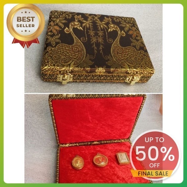 กล่องใส่พระกันกลิ้งขนาด6*8" ถาดทำจากไม้แข็งแรงทนทาน ด้านนอกหุ้มด้วยหนังเทียม