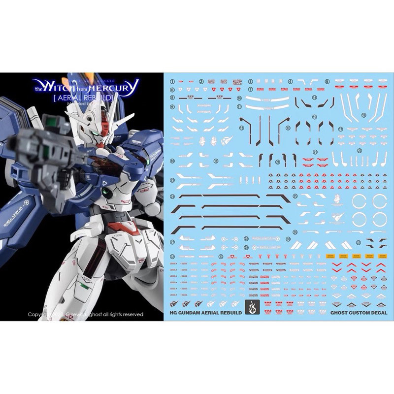 ✅พร้อมส่ง  ดีคอลน้ำ DECAL [GHOST] HG 1/144 AERIAL REBUILD สะท้อนแสงแบล็คไลท์ ราคา ถูกที่สุด ดีลบีเคเค