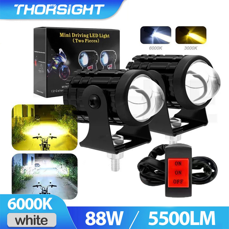 Thorsight ไฟสปอร์ตไลท์ LED1คู่ ไฟสองสี ขาว-เหลืองรุ่นมีไดเวอร์  ไฟรถจักรยานยนต์
