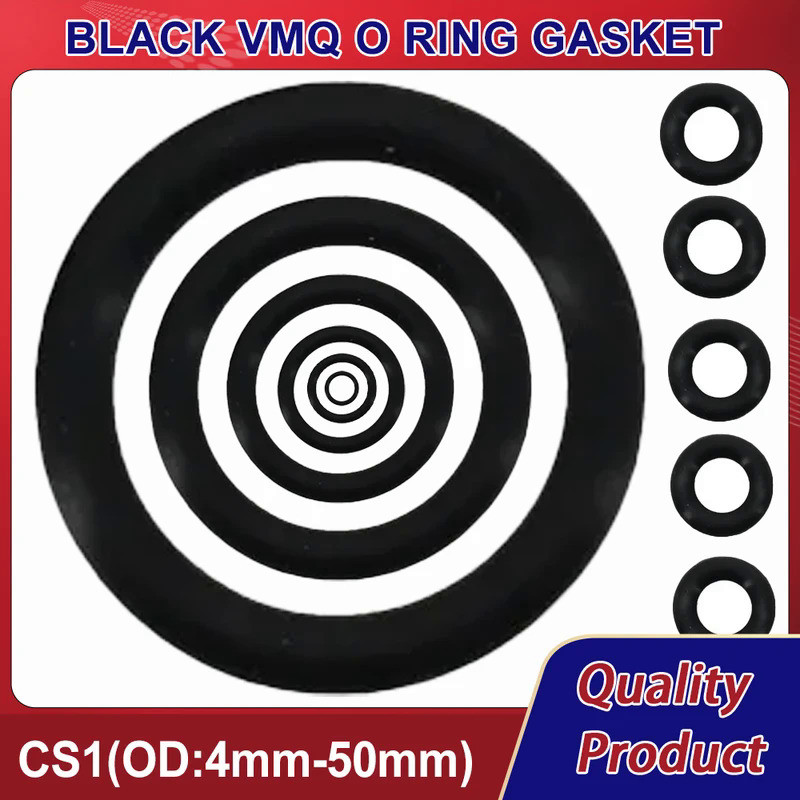 100-500pcs CS1mm OD4mm-50mm Black High Temperature Oring Gasket Washers VMQ O-ring silicone Insulate