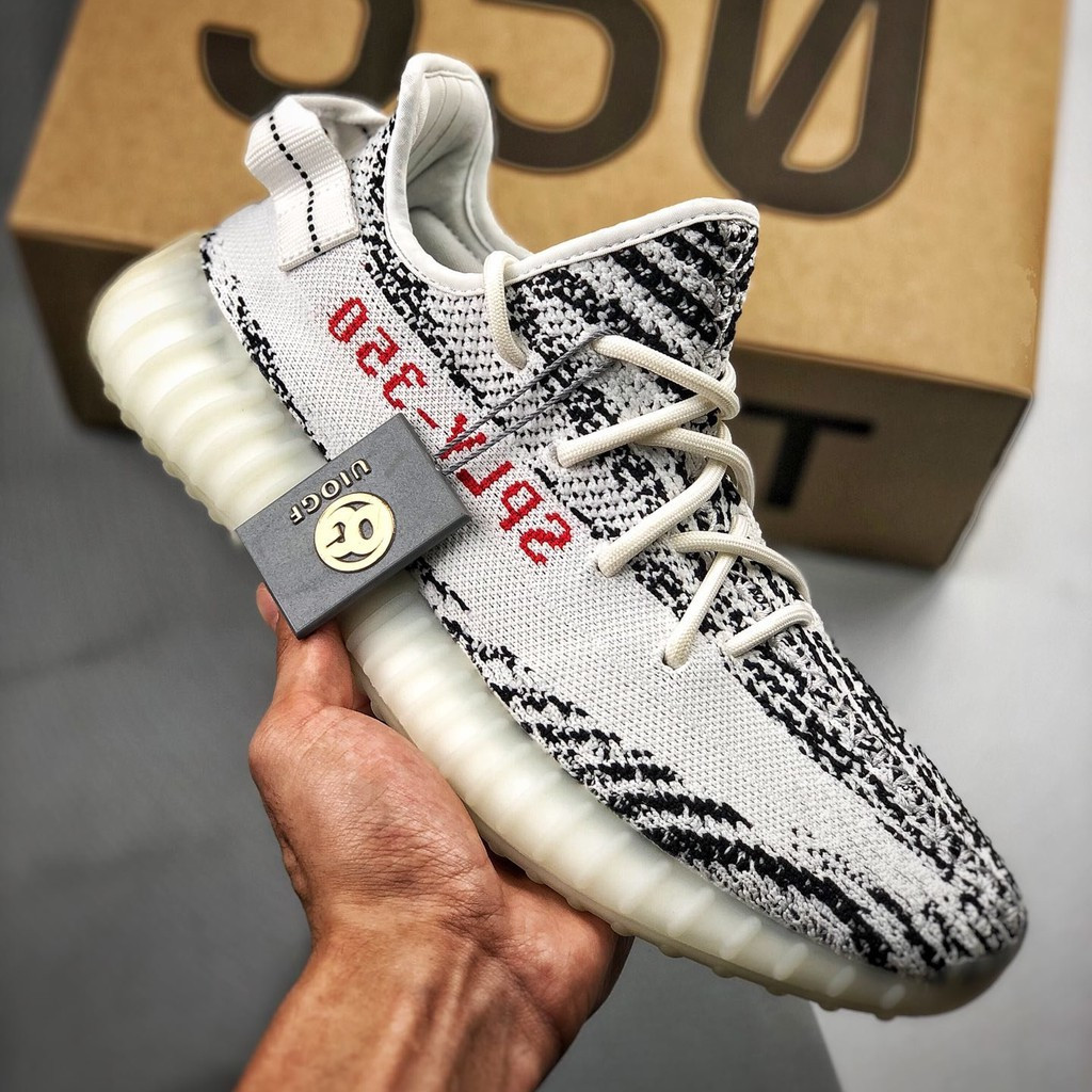 ADIDAS Yeezy 350 V2 ZEBRA รองเท้าผ้าใบสีขาว