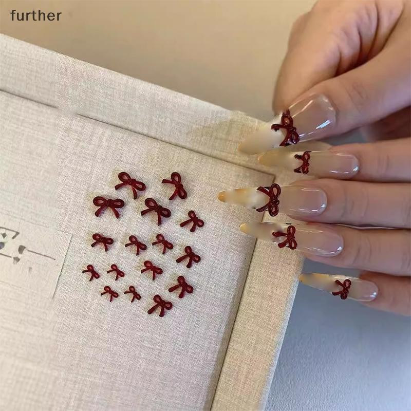 [further] 10 ชิ้นสีแดงเรซิ่นริบบิ้นยาวเล็บ Charms โบว์เล็บ Rhinestones ตกแต่ง DIY เล็บเครื่องมืออุปกรณ์ [TH] - รูปที่ 4