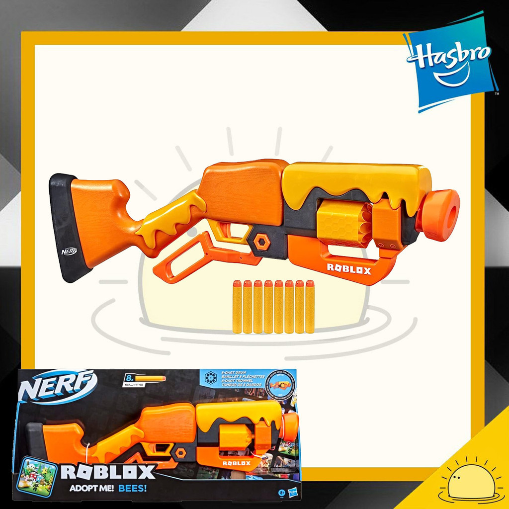 NERF Roblox Adopt Me!: Bees! Lever Action Dart Blaster, 8 Elite Darts