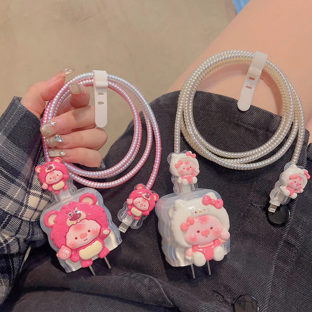 ตัวถนอมสายชาร์จ ลายการ์ตูน 3D สําหรับ Apple 18 20W USB Type C