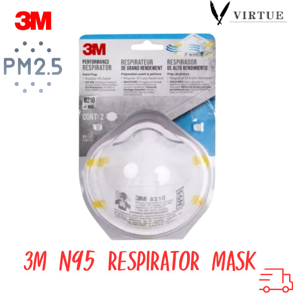 3M N95 mask หน้ากากกรองอนุภาค เส้นใยไฟฟ้าสถืต กรองฝุ่นละออง PM2.5 (2ชิ้น/แพ็ค)8210 หน้ากากป้องกันฝุ่น ละออง ฟูมโลหะ N95