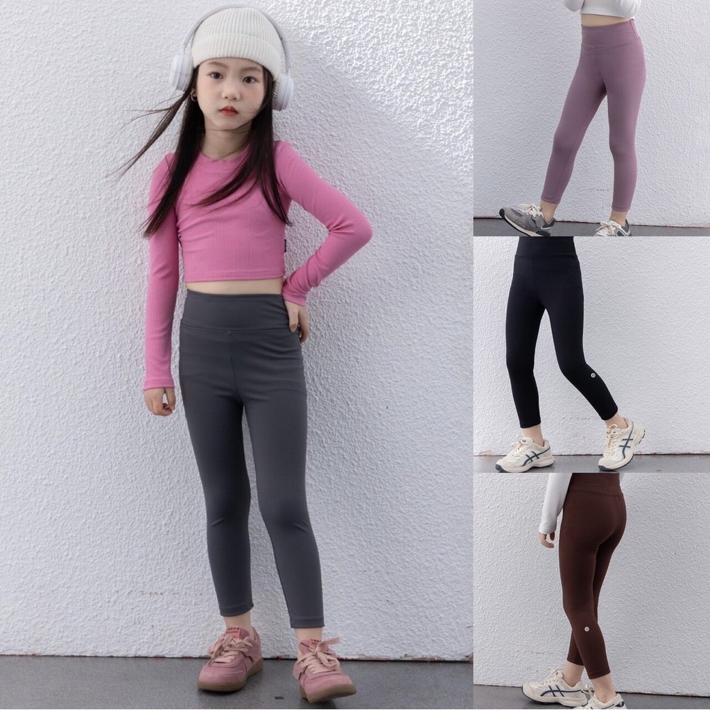 PRETTY BABY พร้อมส่ง กางเกงเลคกิ้งเด็กผู้หญิง กางเกงเอวสูง ผ้าใสสบาย (1083)