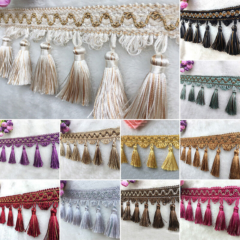 ริบบิ้นผ้า ประดับพู่ปอมปอม 1 เมตร สําหรับตกแต่งผ้าม่าน DIY
