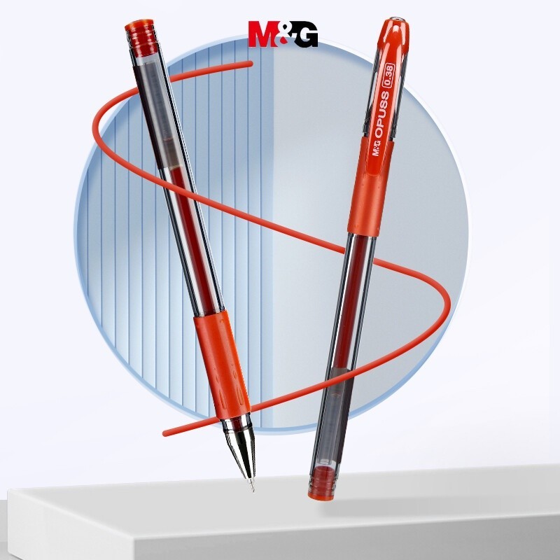 ม&ก เครื่องเขียนปากกาเจล 0.38 สีแดงเต็มกระบอกปากกาละเอียดบัญชีการเงินปากกาลายเซ็นดึงออกหมวกปากกาน้ําสํานักงานนักเรียนอุปกรณ์ 1 ชิ้น มก มก