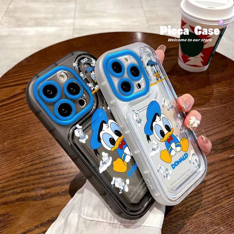 เคสโทรศัพท์มือถือแบบนิ่ม TPU ใส กันกระแทก ลายการ์ตูนโดนัลด์ดั๊กน่ารัก สําหรับ IPhone 15 13 7Plus X 11 14 12 Pro Max XR XS Max 8 15 Plus