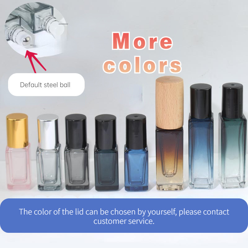 ขวดน้ําหอม แบบไม้ ไล่โทนสีฟ้า สีน้ําตาล ทรงสี่เหลี่ยม ขนาด 4 มล. 6 มล. 10 มล.